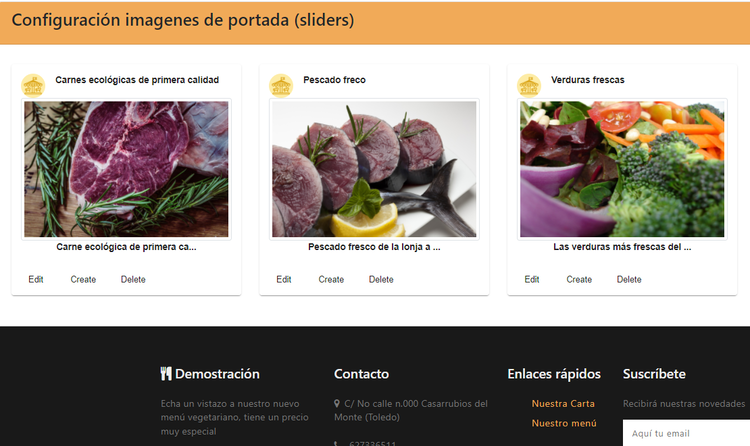 El diseño de la portada de la web de tu restaurante, está en tus manos Fácil mantenimiento de las imágenes de la portada de la página